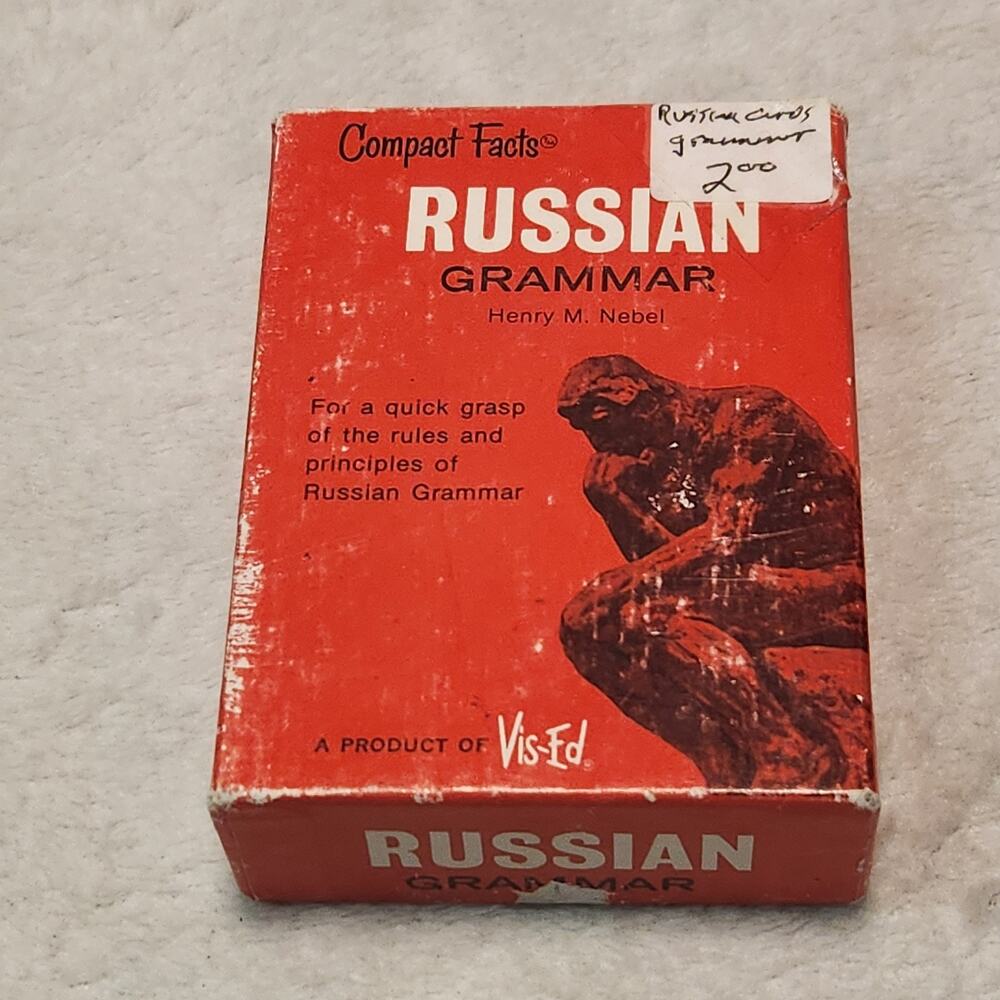 Vintage Russian Grammar Flashcards Vis-Ed Compact Facts from 1982